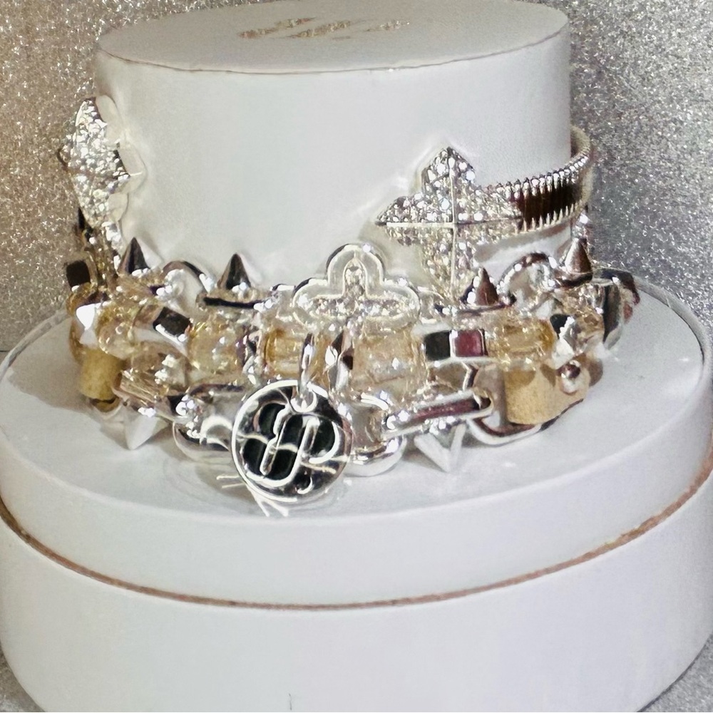 Bomb Party Summer Stacks 2025 “Live Out Loud Gorgeous” 4 Silver Plated Bracelets - Picture 5 of 6